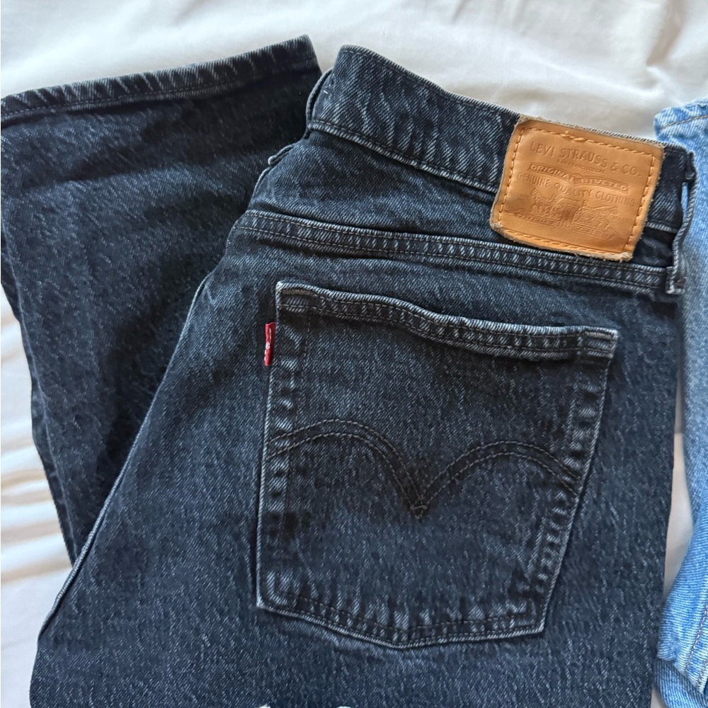 Levi's Worn Black Wedgie Straight Jeans for Women (Free People)